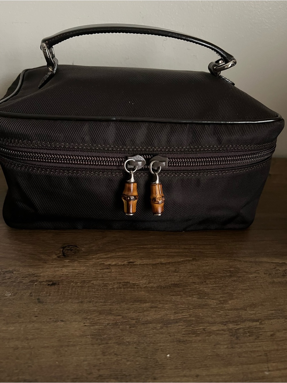 Gucci Dark Brown Vanity with Bamboo Zipper Pulls